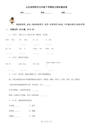 山東省菏澤市五年級(jí)下學(xué)期語(yǔ)文期末測(cè)試卷