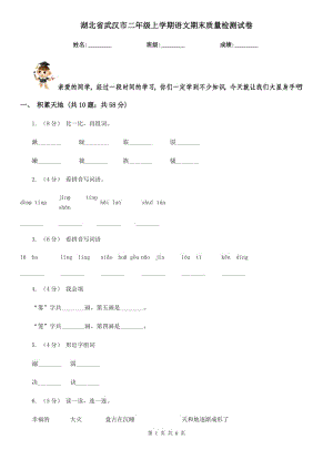 湖北省武漢市二年級上學(xué)期語文期末質(zhì)量檢測試卷