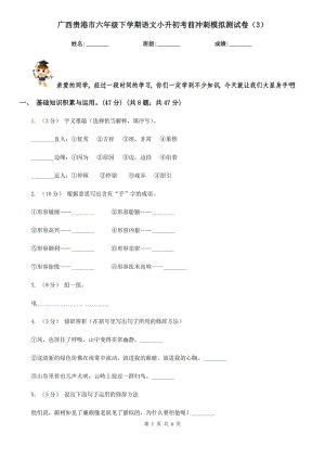 广西贵港市六年级下学期语文小升初考前冲刺模拟测试卷（3）