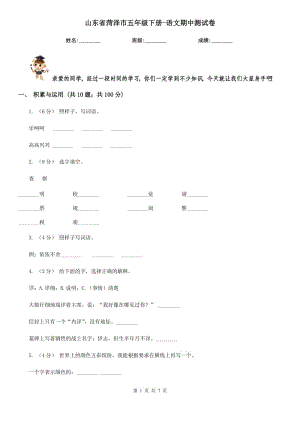 山東省菏澤市五年級(jí)下冊(cè)-語(yǔ)文期中測(cè)試卷