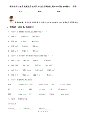 青海省海西蒙古族藏族自治州六年级上学期语文期末专项复习专题01：拼音