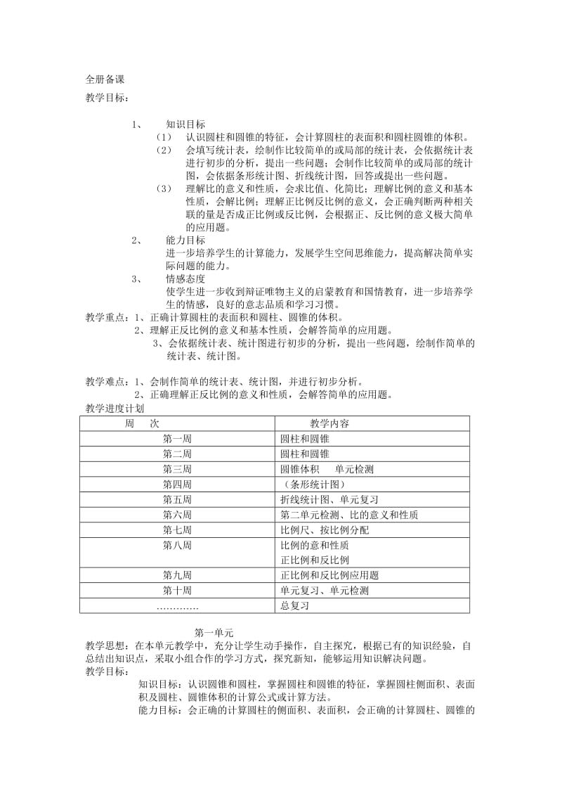 小學(xué)數(shù)學(xué)六年級下冊教案_第1頁