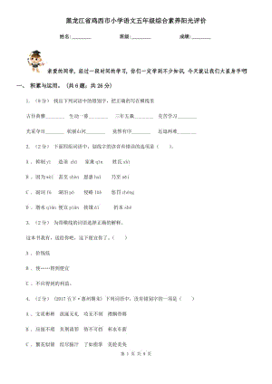黑龙江省鸡西市小学语文五年级综合素养阳光评价