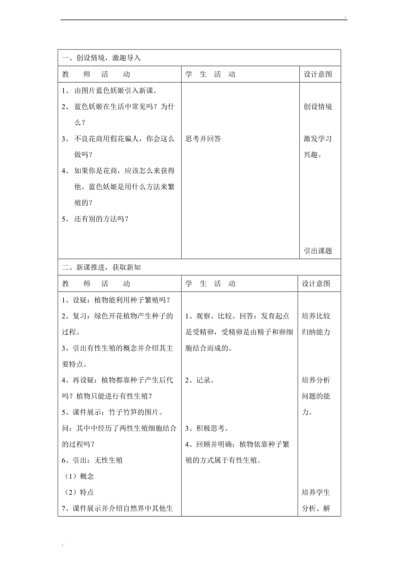 植物的生殖方式教学设计_第2页