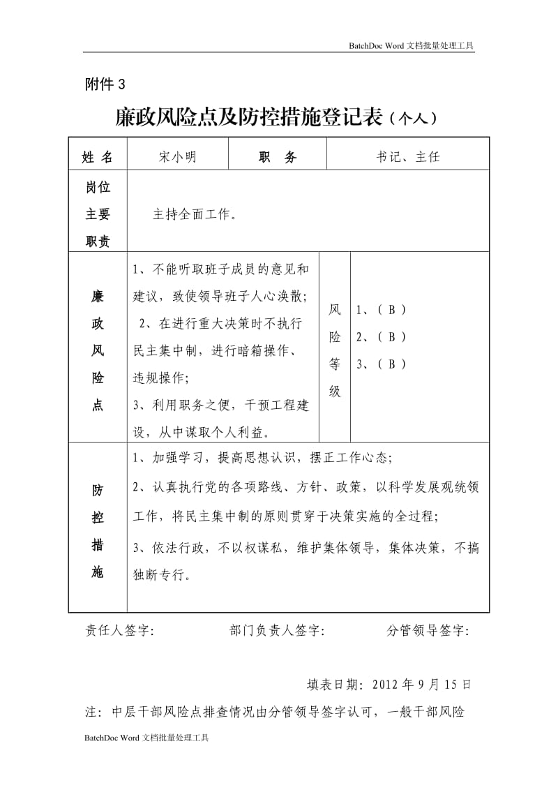 廉政风险点及防控措施登记表_第1页