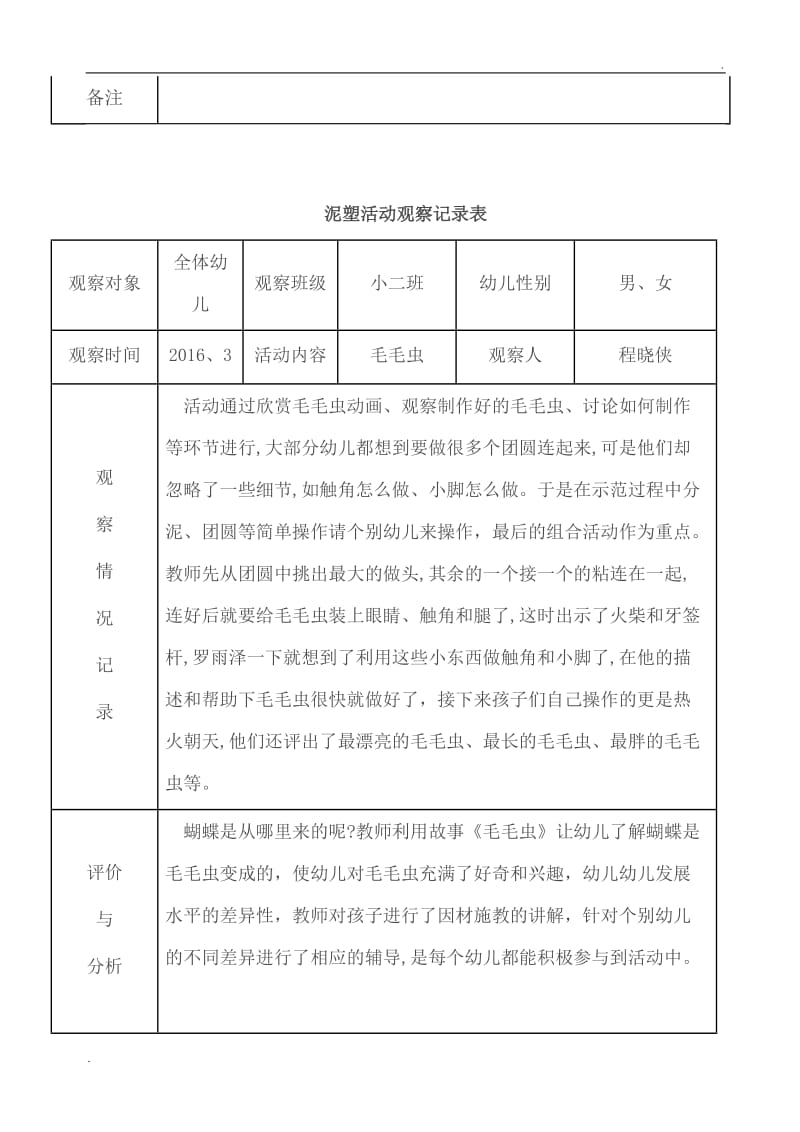 泥塑活动观察记录表_第3页