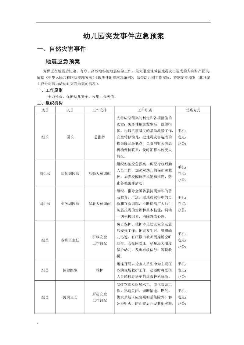 幼儿园突发事件应急预案101_第1页