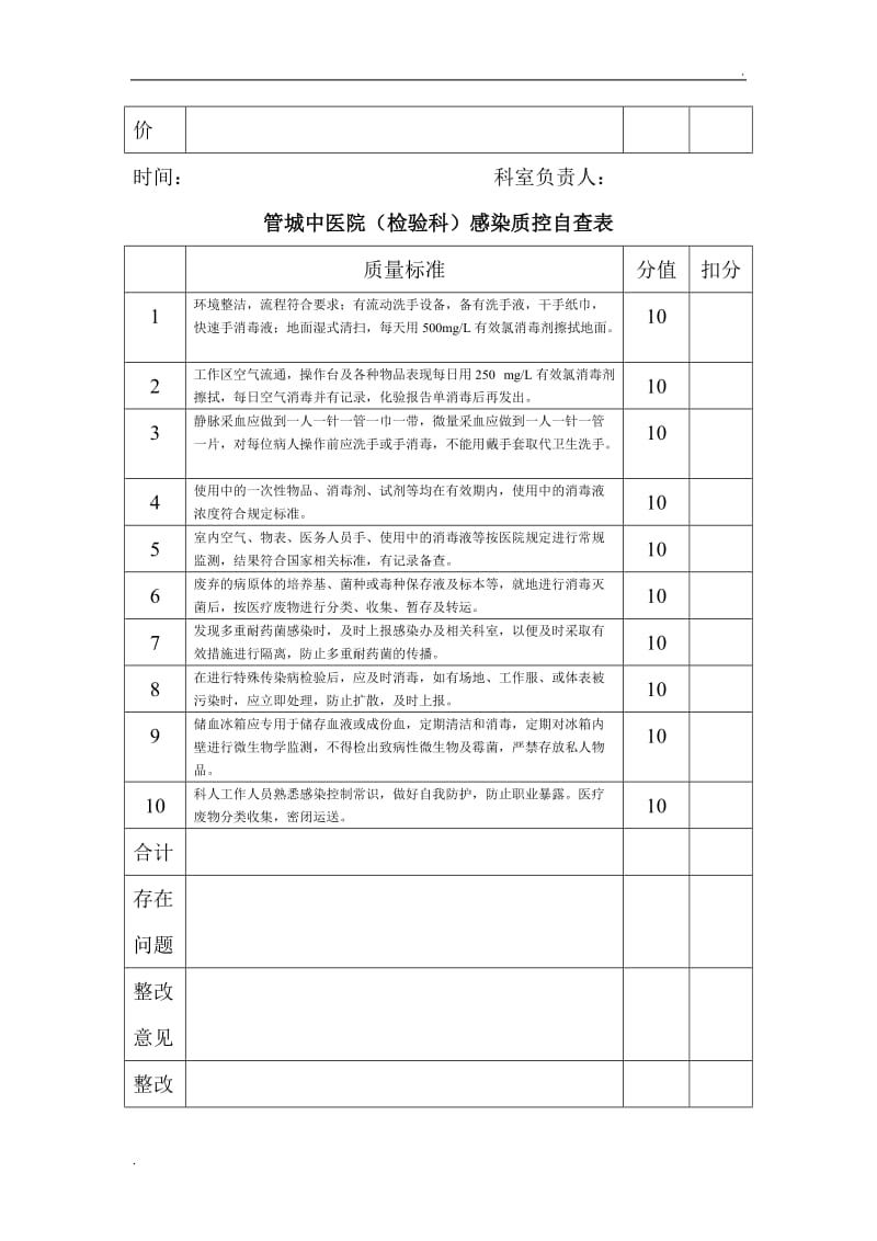 感染质控检查表_第3页