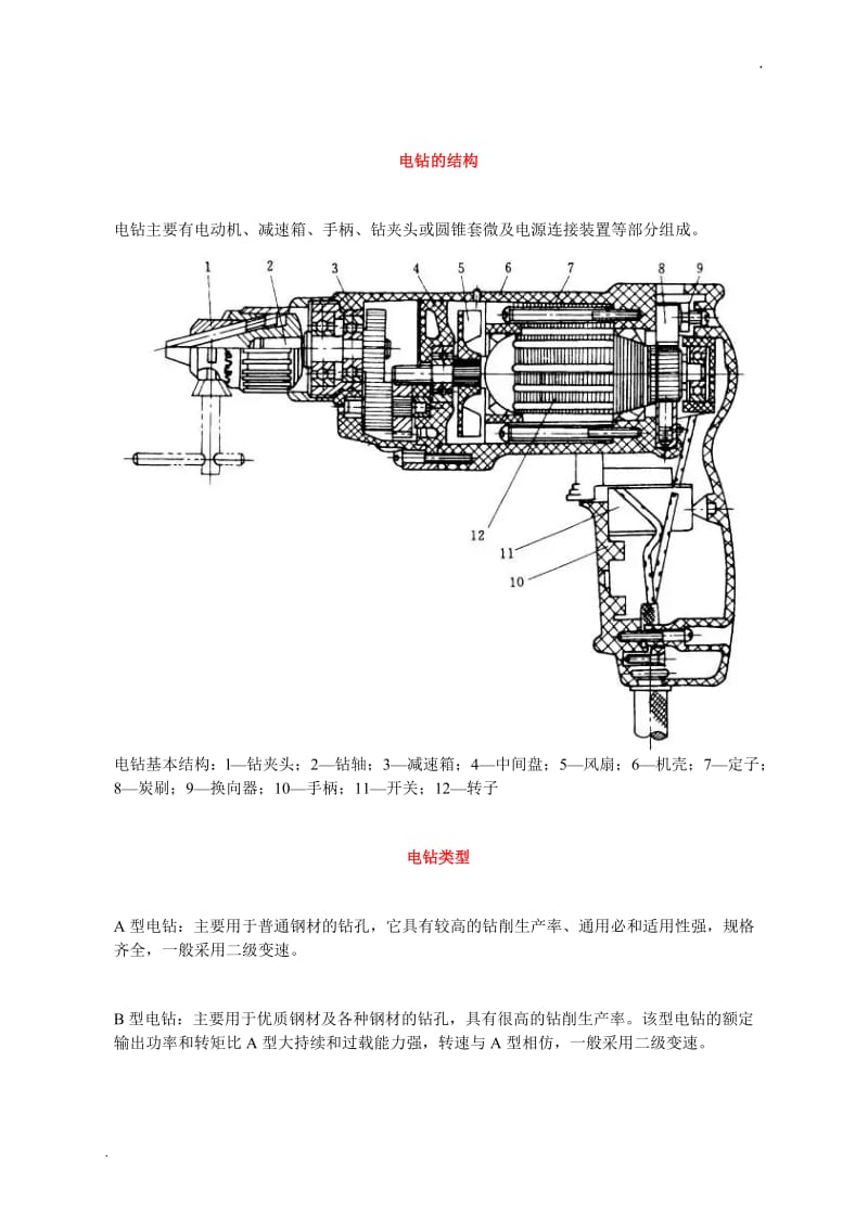 电钻的使用及故障诊断——常用电动工具基本知识及故障诊断_第1页