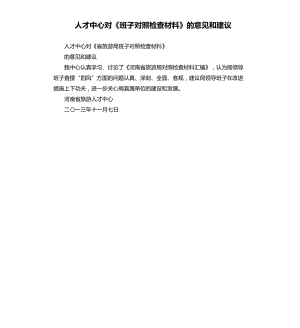 人才中心對《班子對照檢查材料》的意見和建議.docx