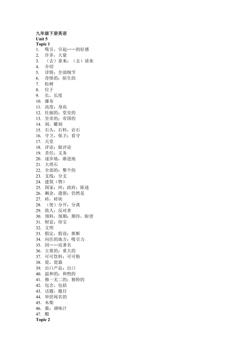 仁愛版九年級下冊英語單詞默寫(打印版_第1頁