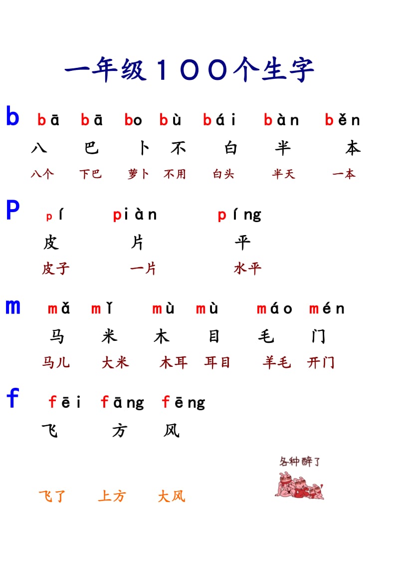 一年級100個生字_第1頁