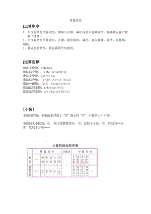 四年級下冊數(shù)學(xué)背誦內(nèi)容