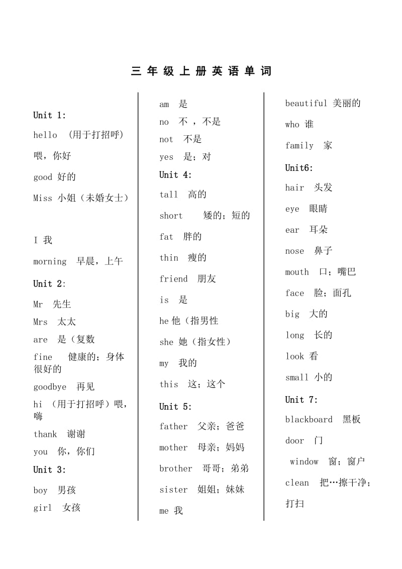 上教版(牛津)三年級(jí)上冊(cè)英語(yǔ)單詞表打印版_第1頁(yè)