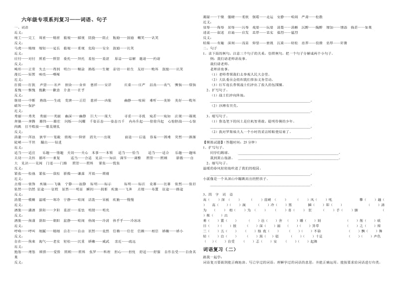 六年级专项系列复习_第1页