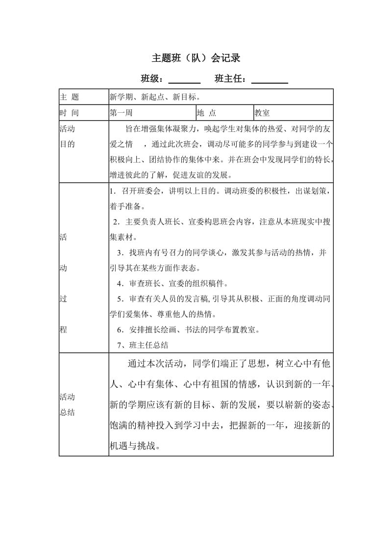 六年级主题班会记录_第1页