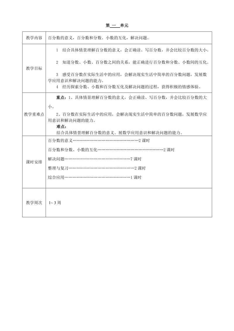 西师版小学数学第12册教案表格式_第1页