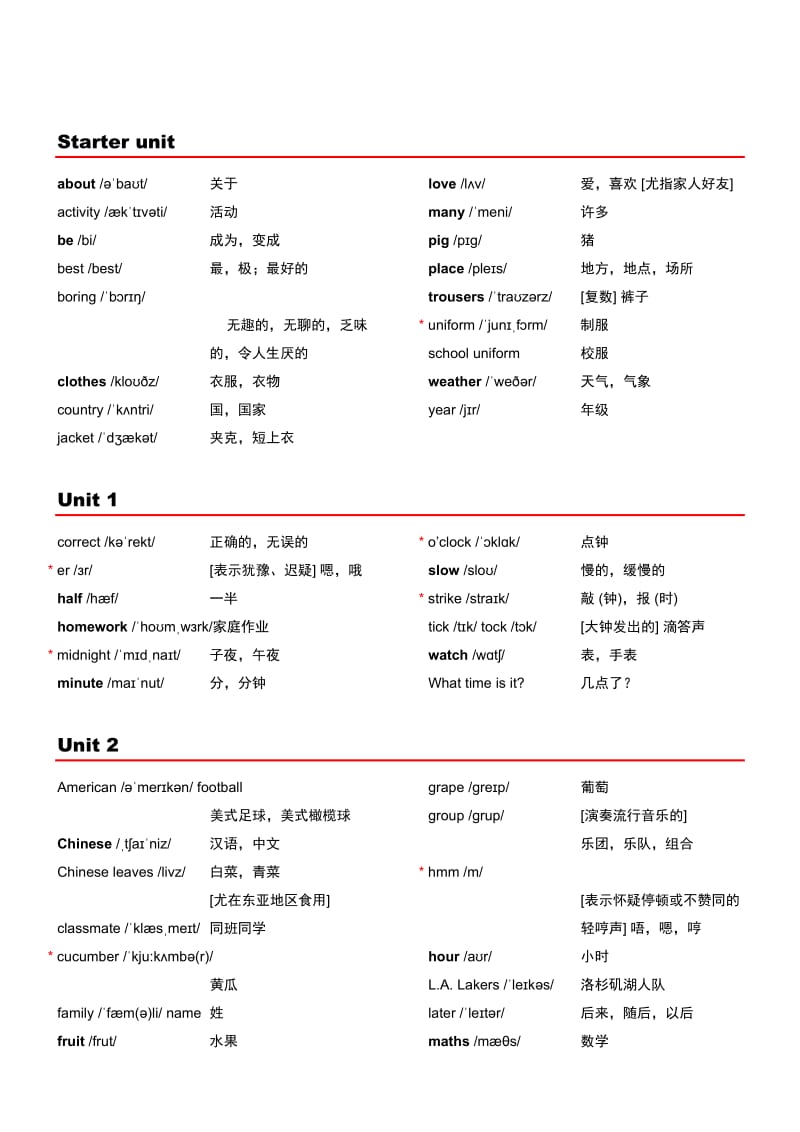 外研社小学英语(三年级起点)单词表(带音标)四年级下_第1页