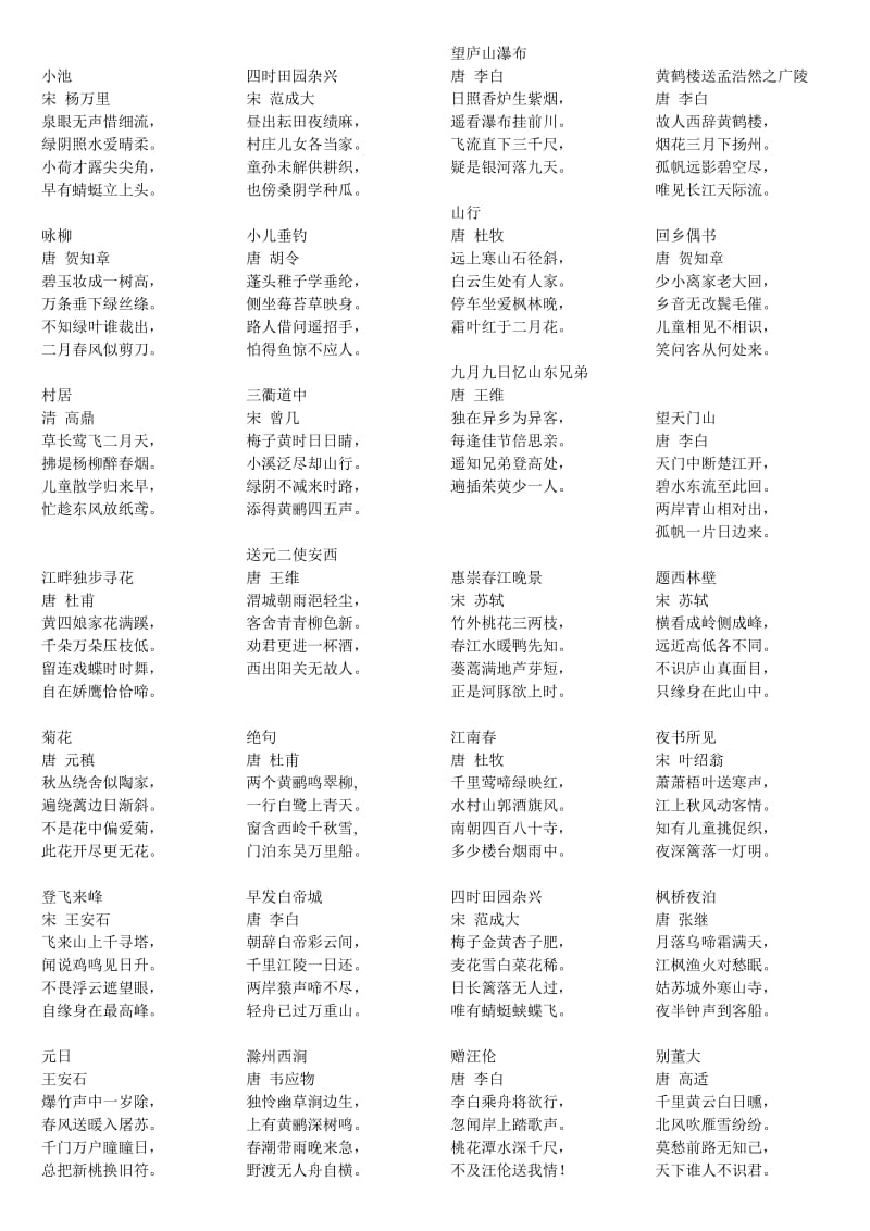 小學(xué)七言絕句古詩匯總_第1頁