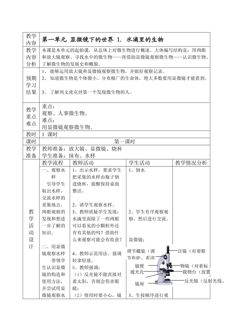 小学六年级科学上册教案_第1页