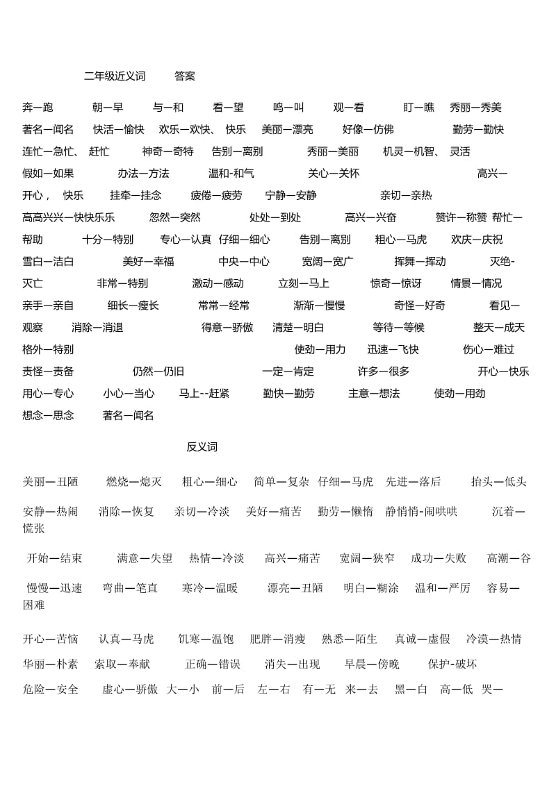 小學(xué)二年級上冊近義詞有答案_第1頁