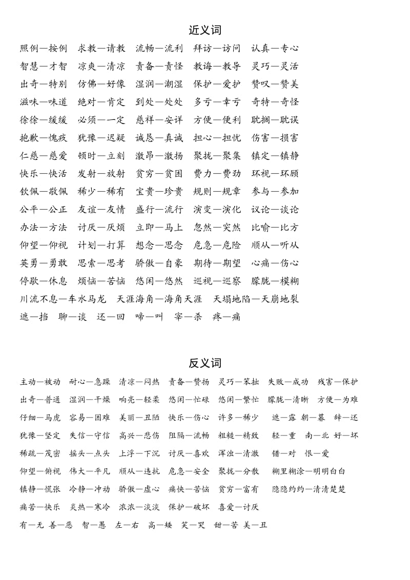 二年级语文下册近义词、反义词、成语、多音字_第1页