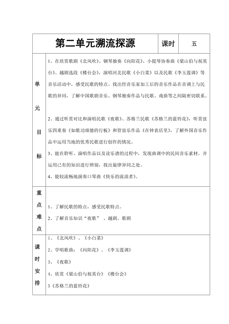 六年级音乐第二单元教案_第1页