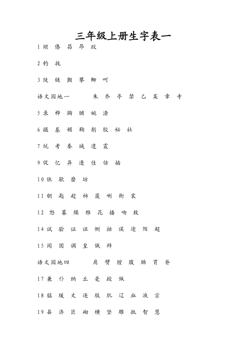 人教版三年級(jí)生字表_第1頁(yè)