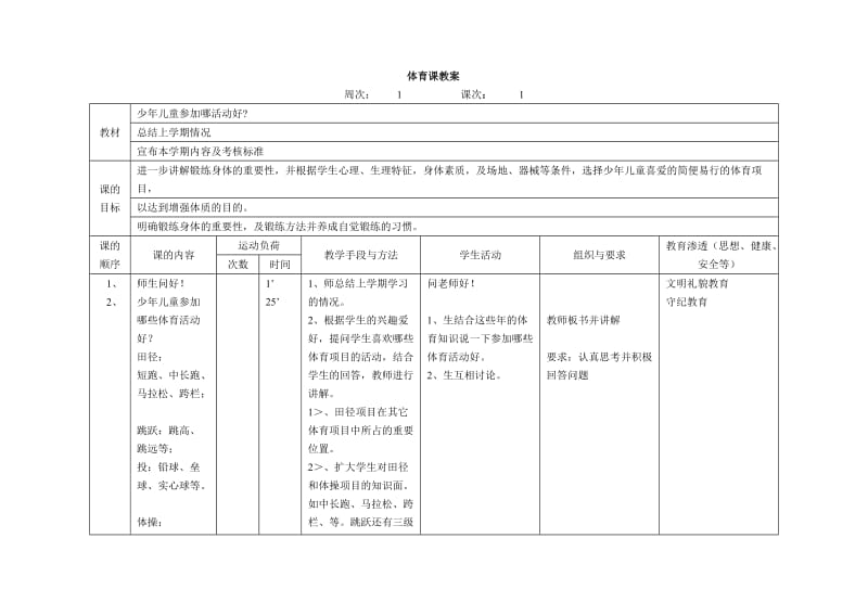 六年級上冊體育教案(人教版)_第1頁