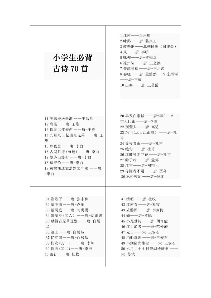 小学必读70小册子打印版_第1页