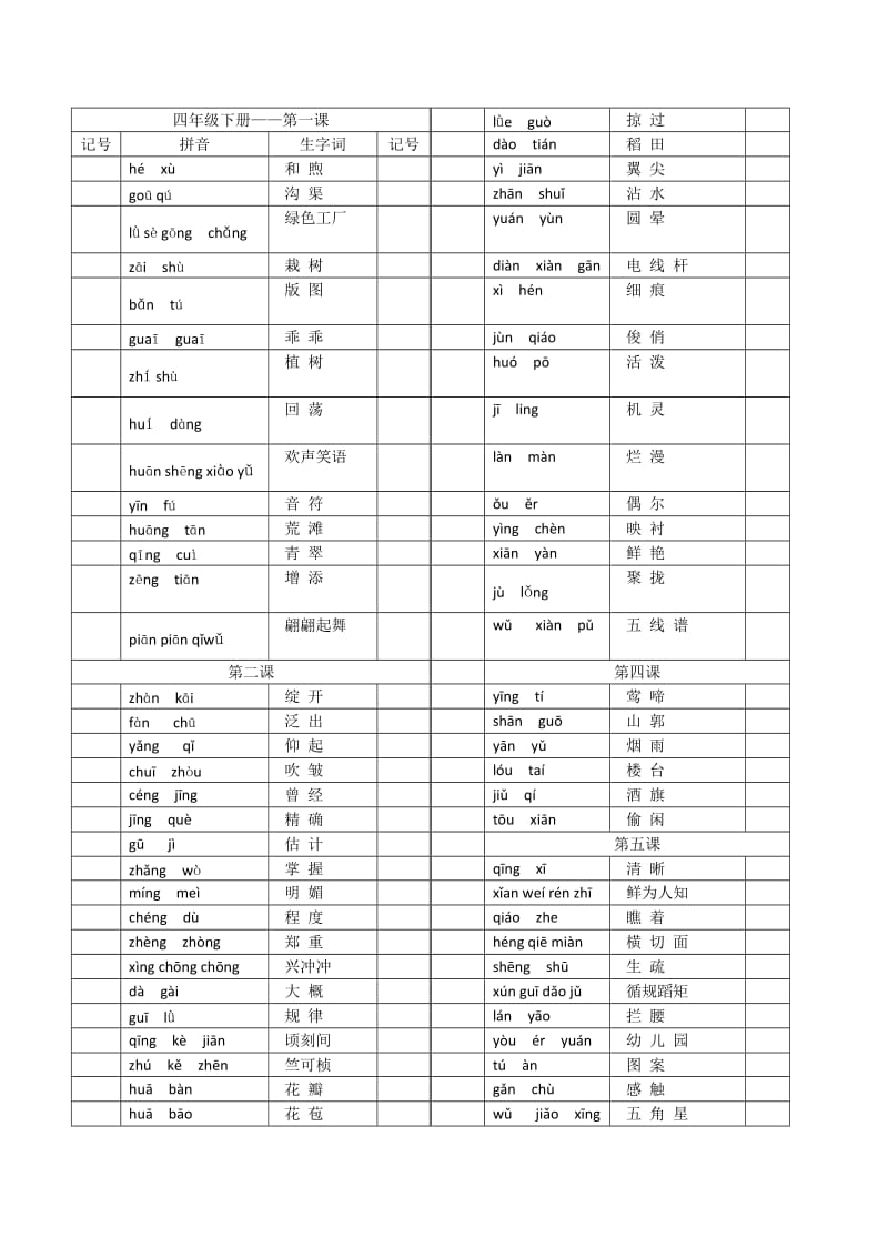 語文四年級下冊拼音_第1頁