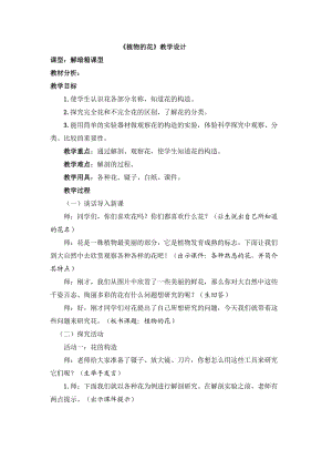 青島版小學科學教案五年級科學《植物的花》