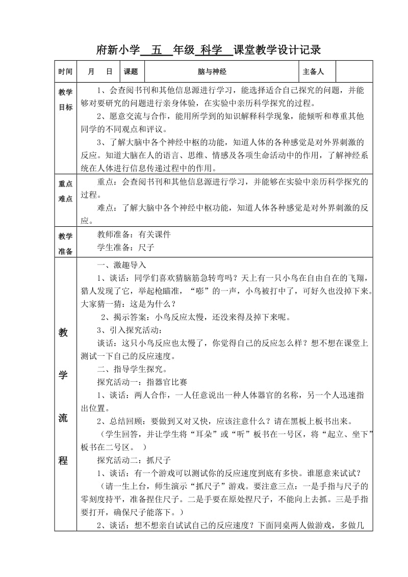 小學科學五年級下冊《腦與神經(jīng)》_第1頁