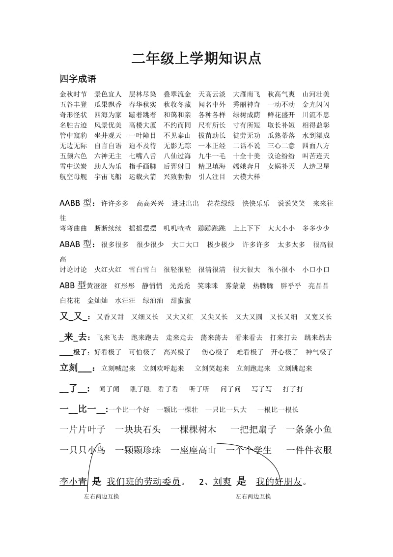 二年级上学期知识点_第1页