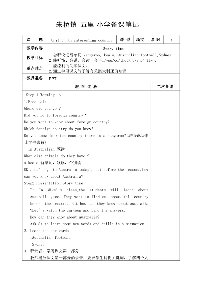 新译林版六年级下册Unit6教案_第1页