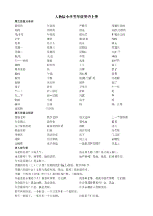 人教版小學(xué)五年級(jí)英語(yǔ)上冊(cè)