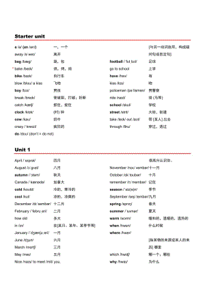 外研社小學英語(三年級起點)單詞表(帶音標)四年級上