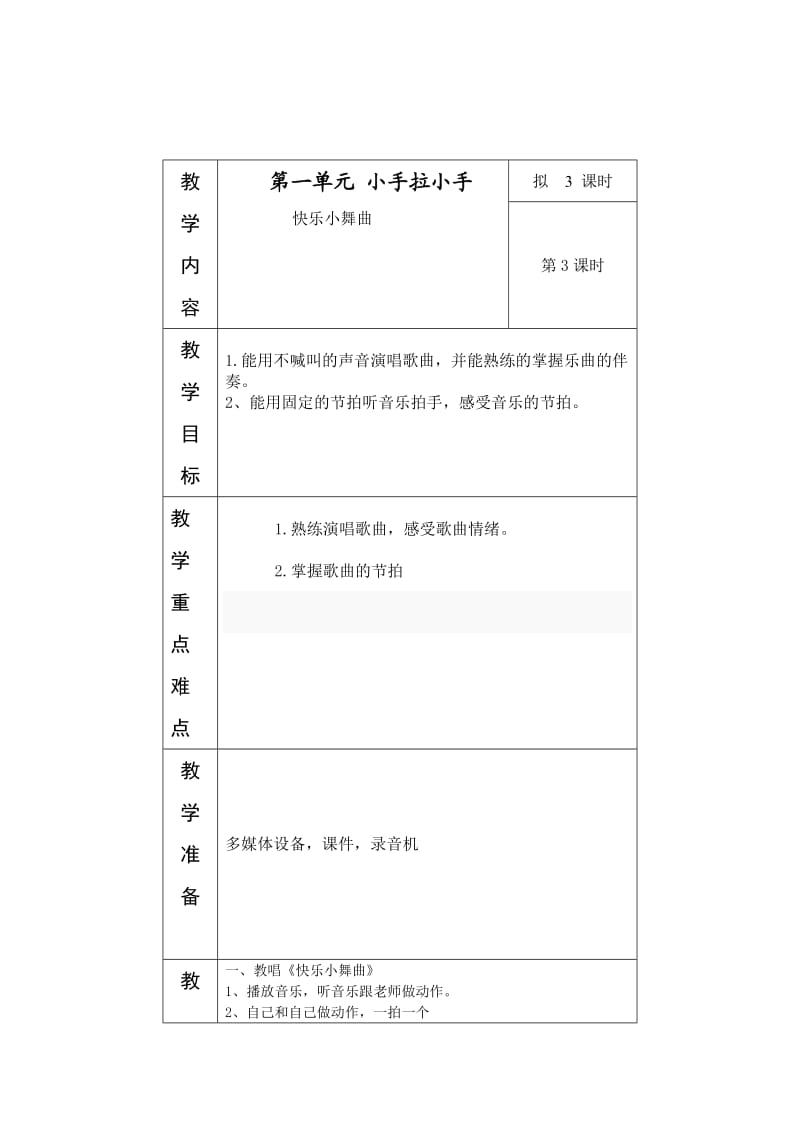 一年級音樂第一單元 小手拉小手 快樂小舞曲_第1頁