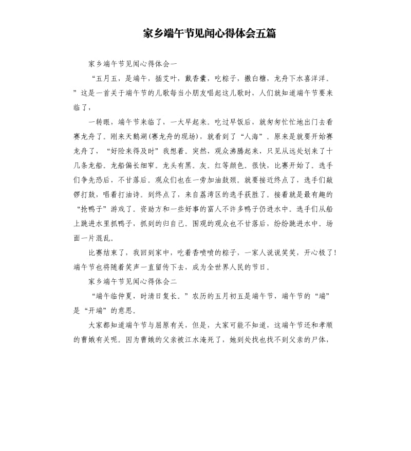 家乡端午节见闻心得体会五篇.docx_第1页