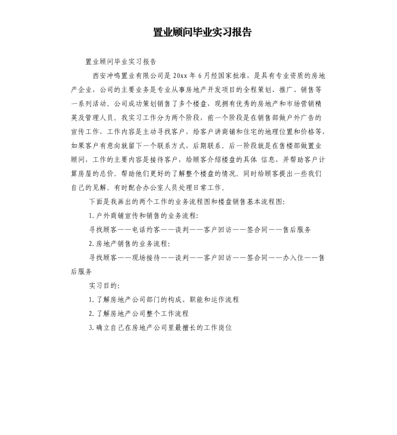 置業(yè)顧問畢業(yè)實習報告.docx_第1頁