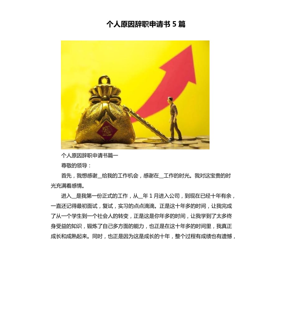 个人原因辞职申请书5篇.docx_第1页