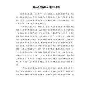 萬向投資有限公司實習(xí)報告.docx