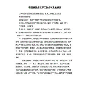 在國資國企改革工作會議上的發(fā)言.docx