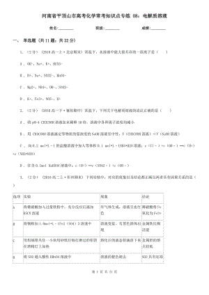 河南省平頂山市高考化學?？贾R點專練 08：電解質溶液