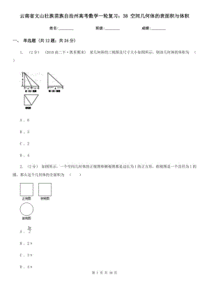 云南省文山壯族苗族自治州高考數(shù)學(xué)一輪復(fù)習(xí)：38 空間幾何體的表面積與體積