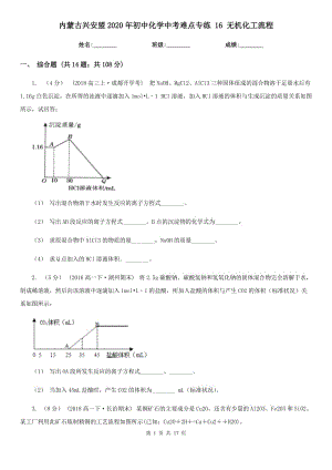 內(nèi)蒙古興安盟2020年初中化學(xué)中考難點(diǎn)專練 16 無(wú)機(jī)化工流程