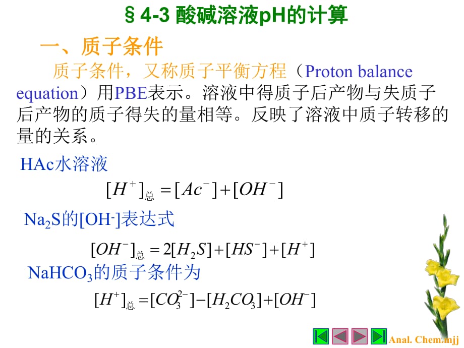 分析化學(xué)酸堿溶液pH的計(jì)算_第1頁