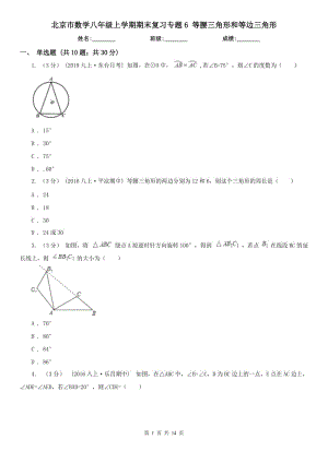 北京市數(shù)學(xué)八年級(jí)上學(xué)期期末復(fù)習(xí)專(zhuān)題6 等腰三角形和等邊三角形