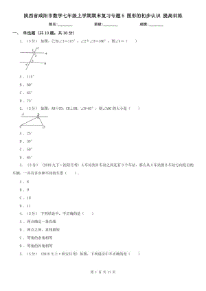 陜西省咸陽市數(shù)學(xué)七年級上學(xué)期期末復(fù)習(xí)專題5 圖形的初步認(rèn)識 提高訓(xùn)練