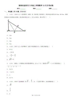 湖南省益阳市八年级上学期数学10月月考试卷
